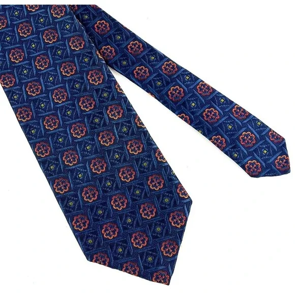 Robert Talbott Tie Best of Class 100% Silk Blue Geometric Necktie Made in USA